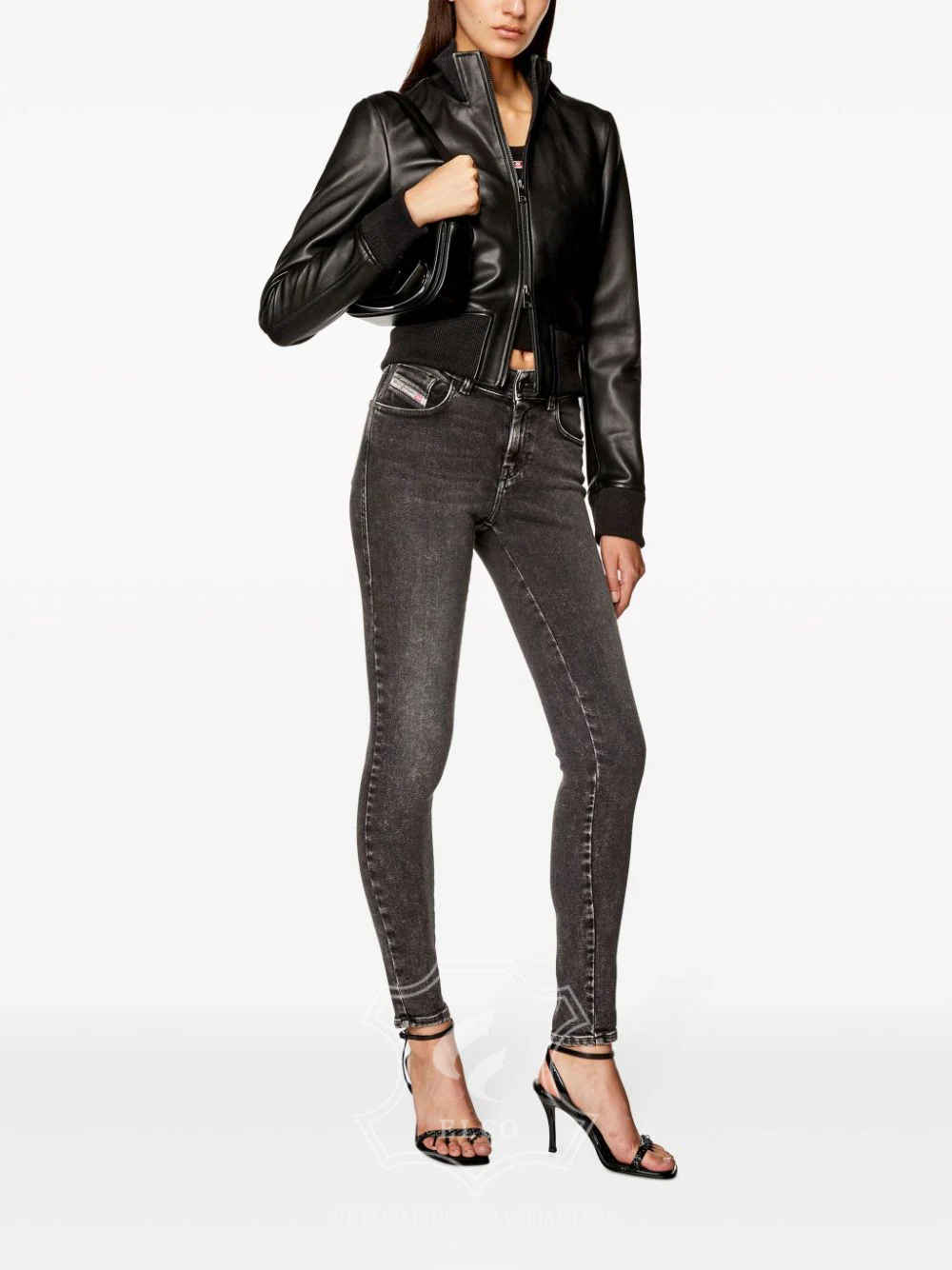 Jaket Kulit Wanita Desain Bomber - WCB 421 - Gambar 2