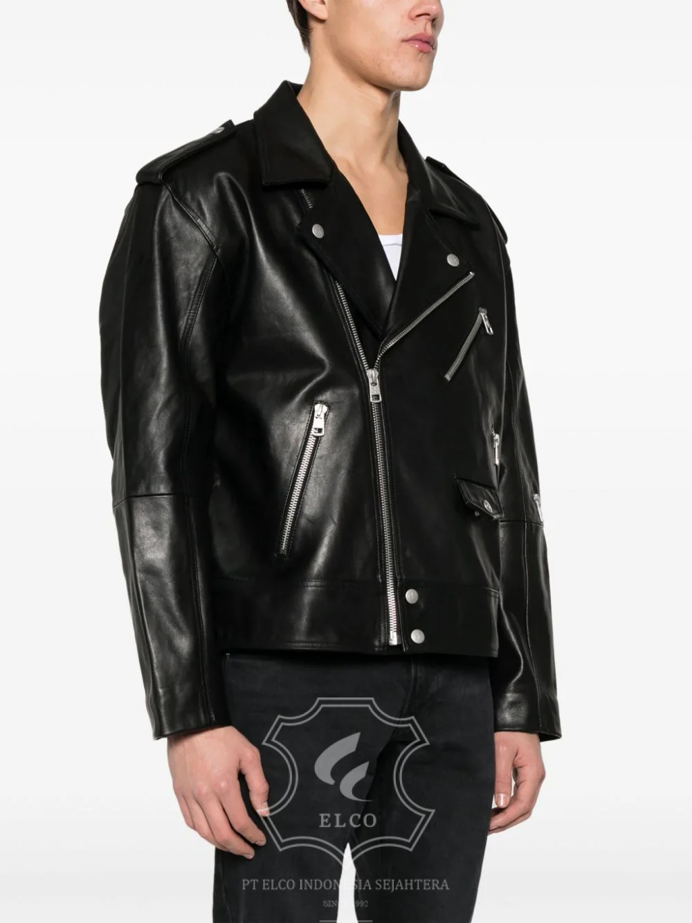 Jaket Kulit Pria Desain Serong - PS 422 - Gambar 3