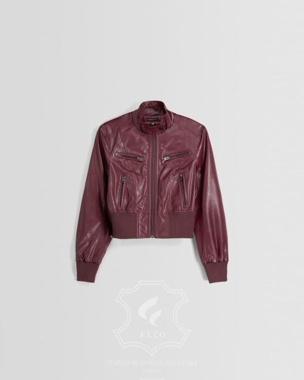 Jaket Kulit Wanita Desain Bomber - WCB 445