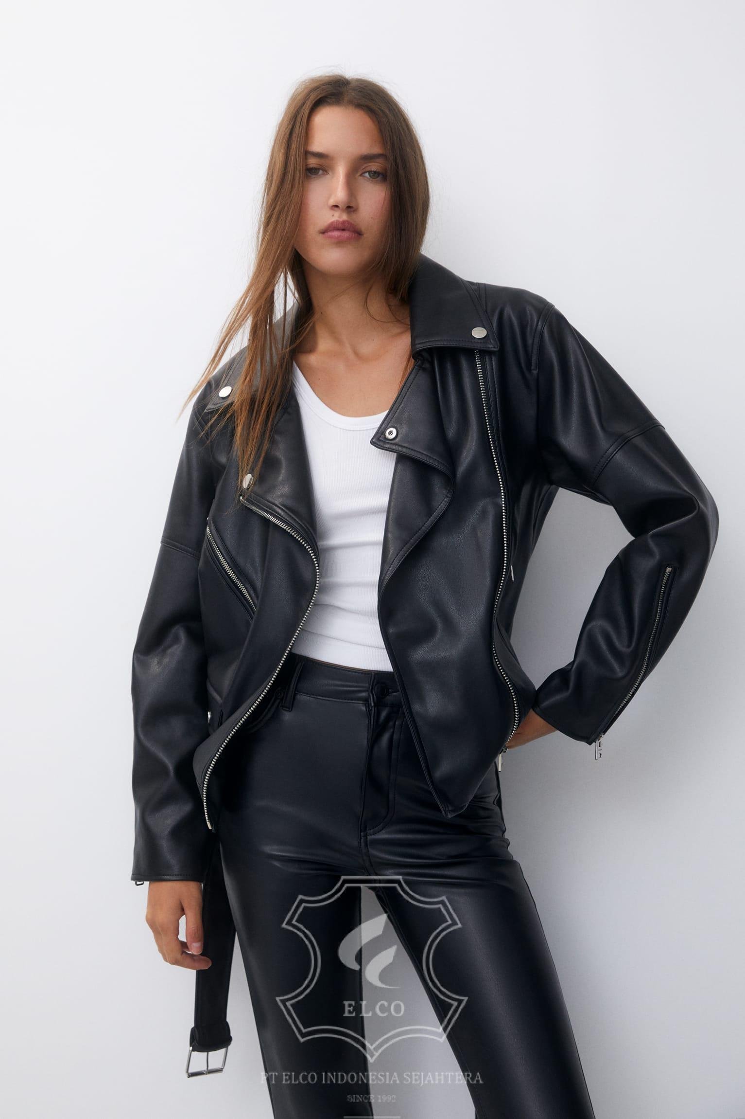 Jaket Kulit Wanita Desain Serong - WS 439 - Gambar 4