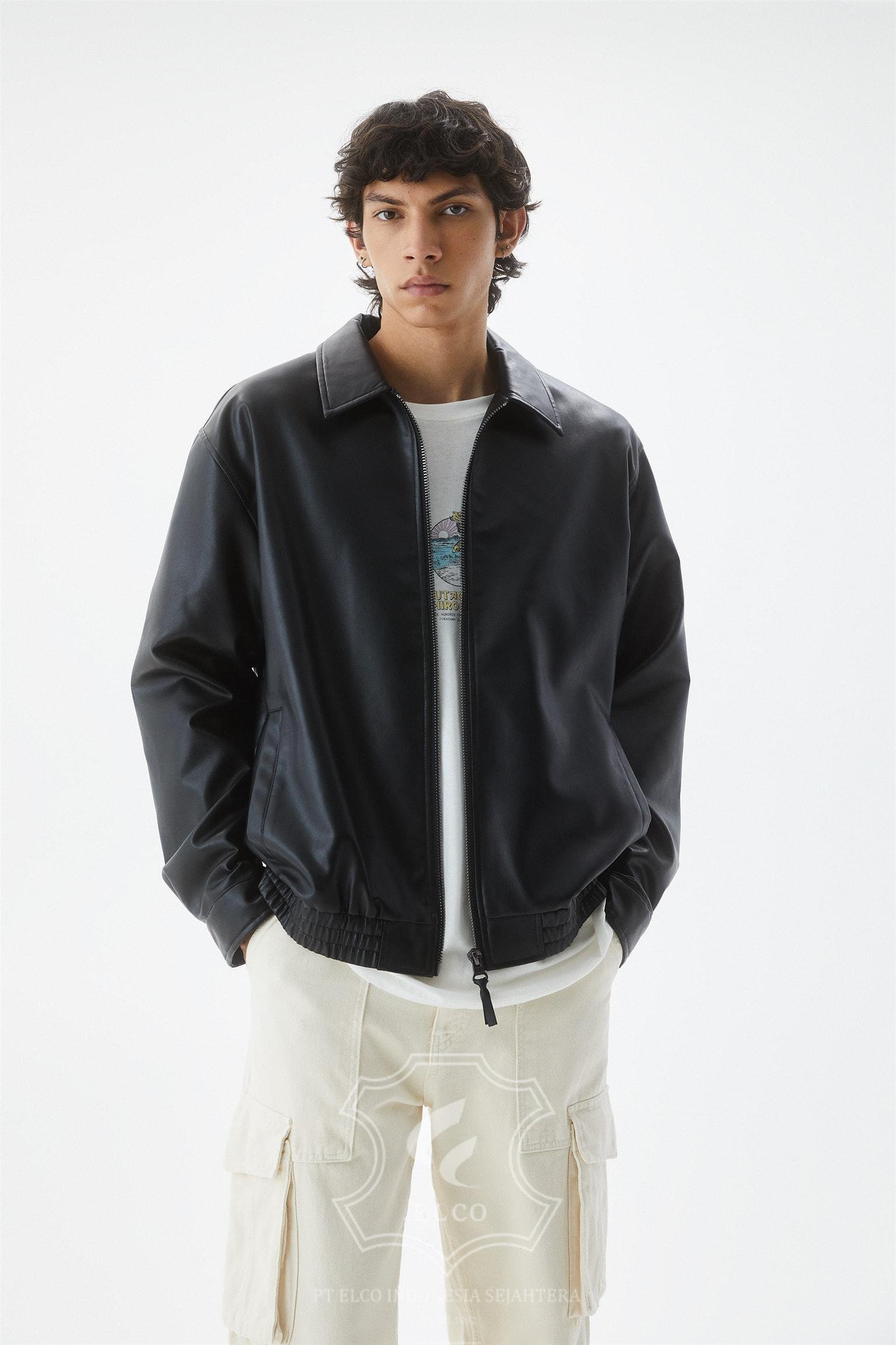 Jaket Kulit Pria Desain Bomber - PCB 463 - Gambar 3