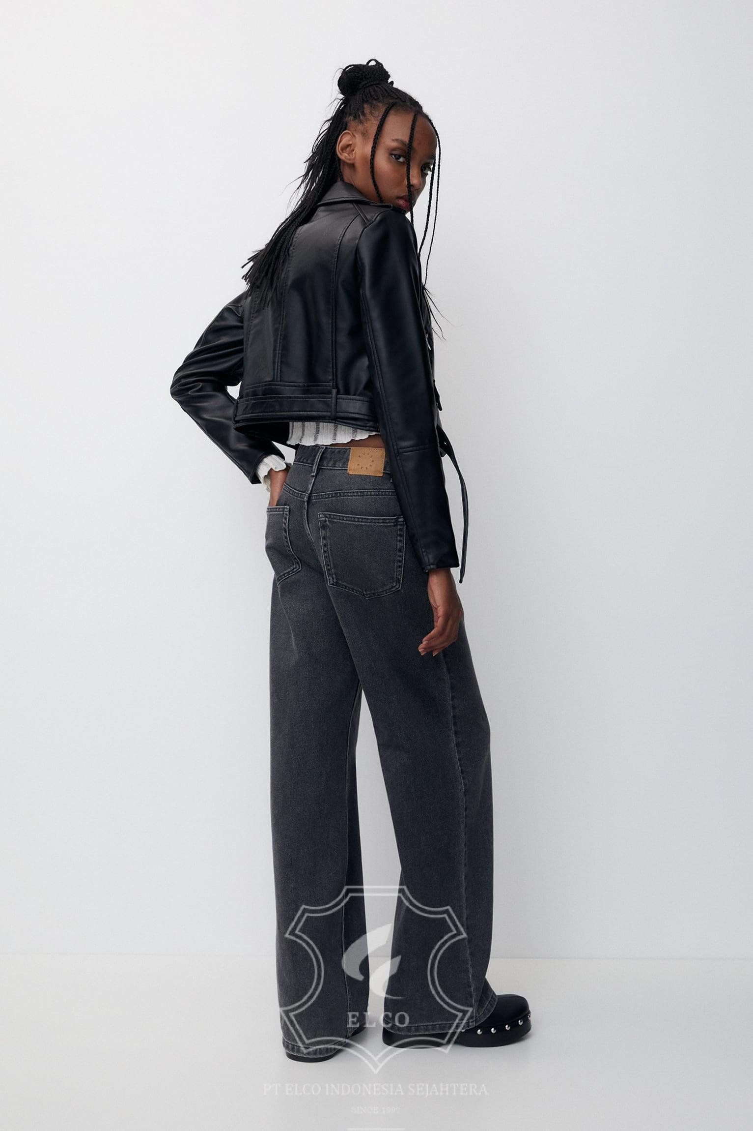 Jaket Kulit Wanita Desain Serong - WS 438 - Gambar 3