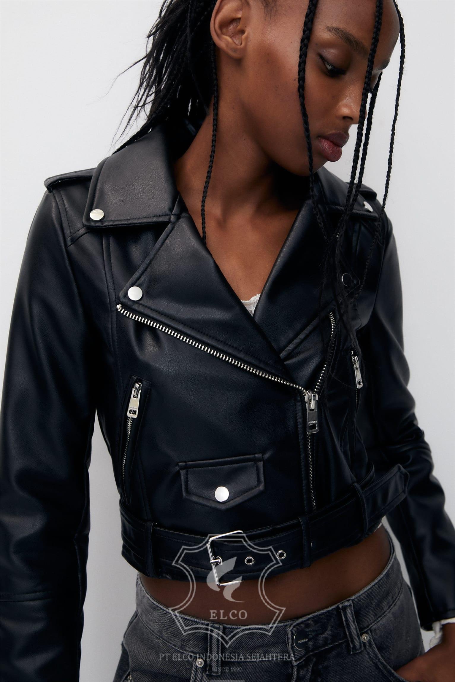 Jaket Kulit Wanita Desain Serong - WS 438 - Gambar 5