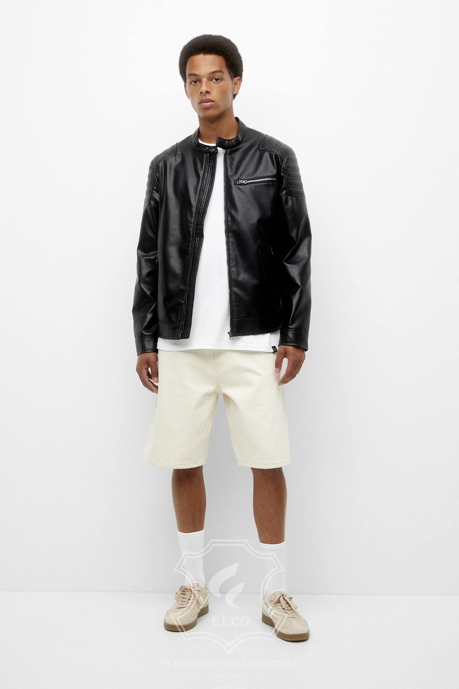 Jaket Kulit Pria Desain Biker - PB 424 - Gambar 2