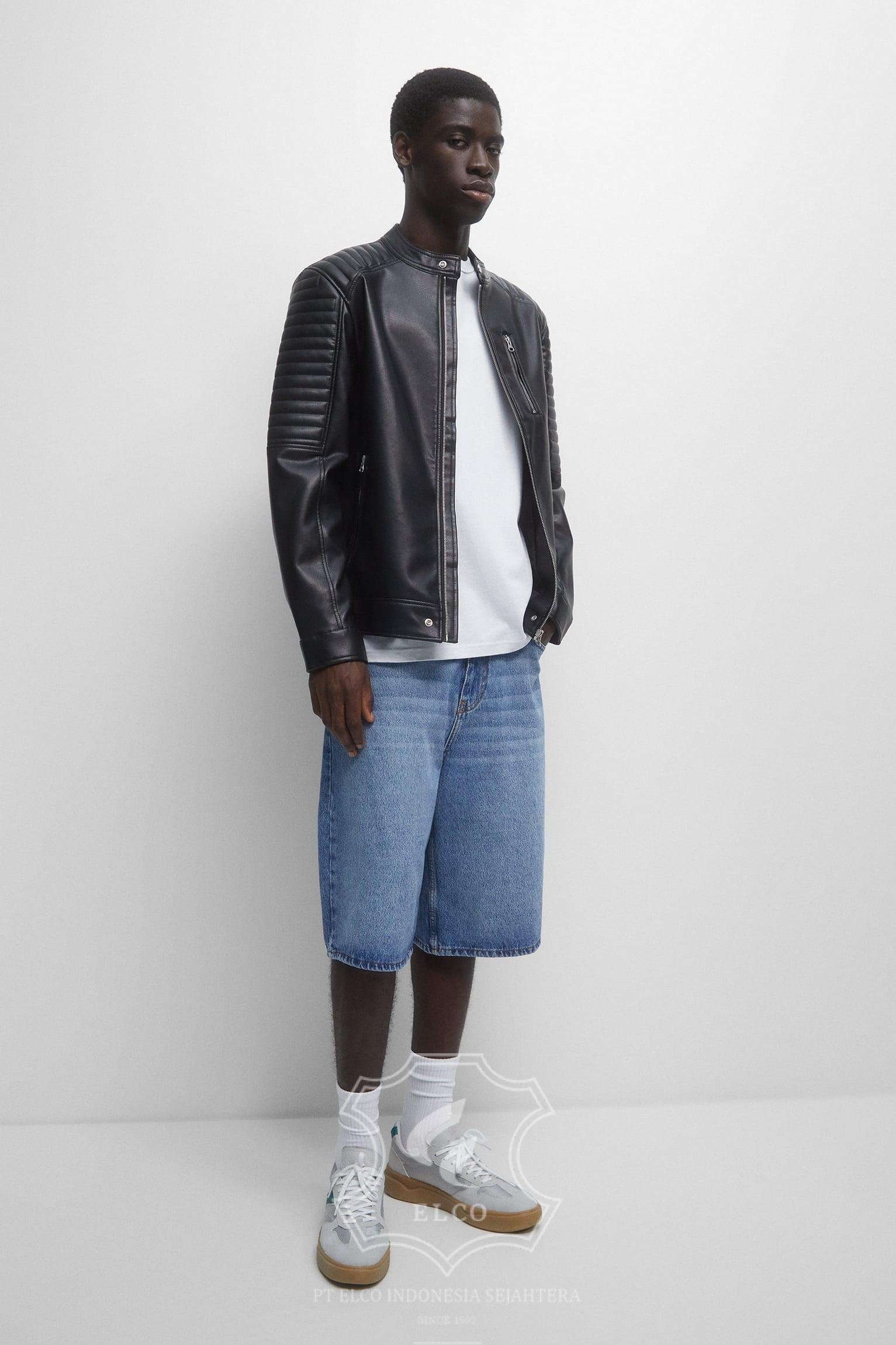 Jaket Kulit Pria Desain Biker - PB 426 - Gambar 2