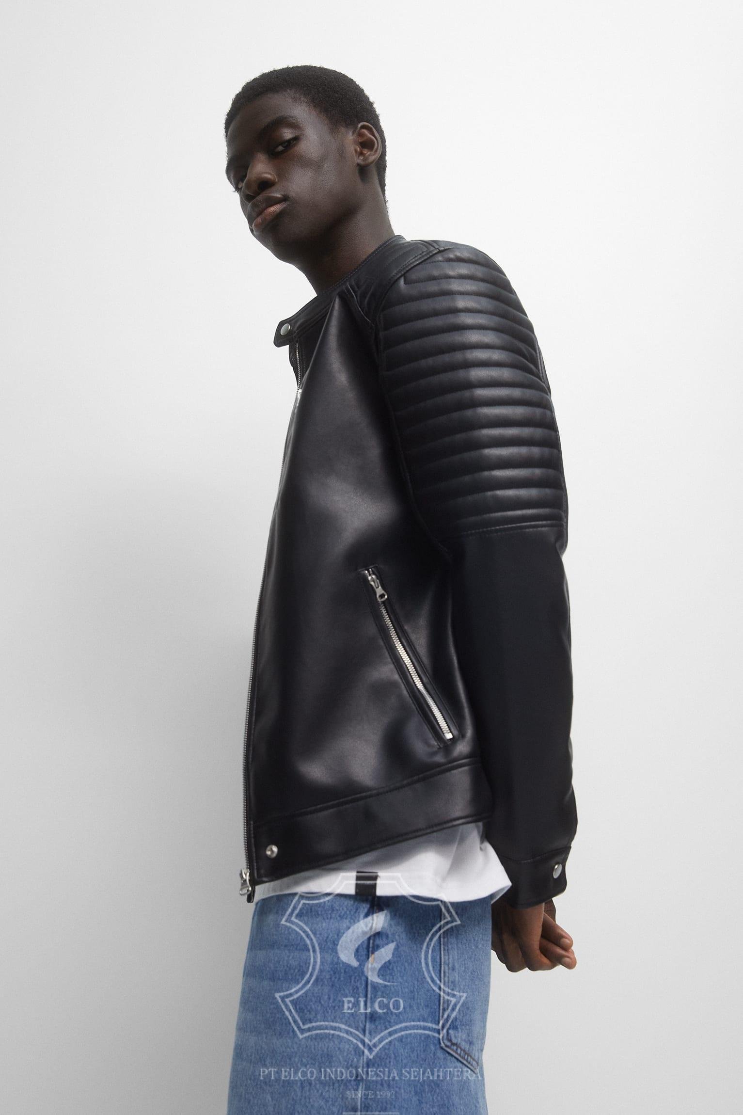 Jaket Kulit Pria Desain Biker - PB 426 - Gambar 5
