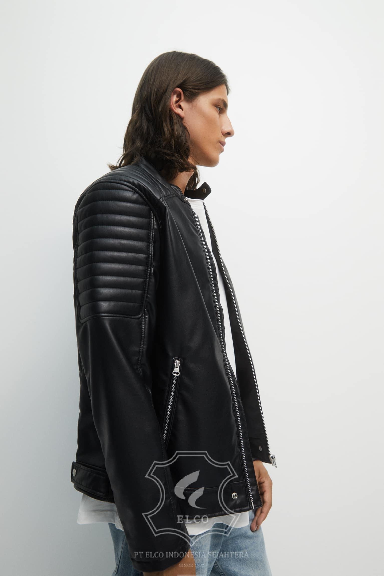 Jaket Kulit Pria Desain Biker - PB 425 - Gambar 6