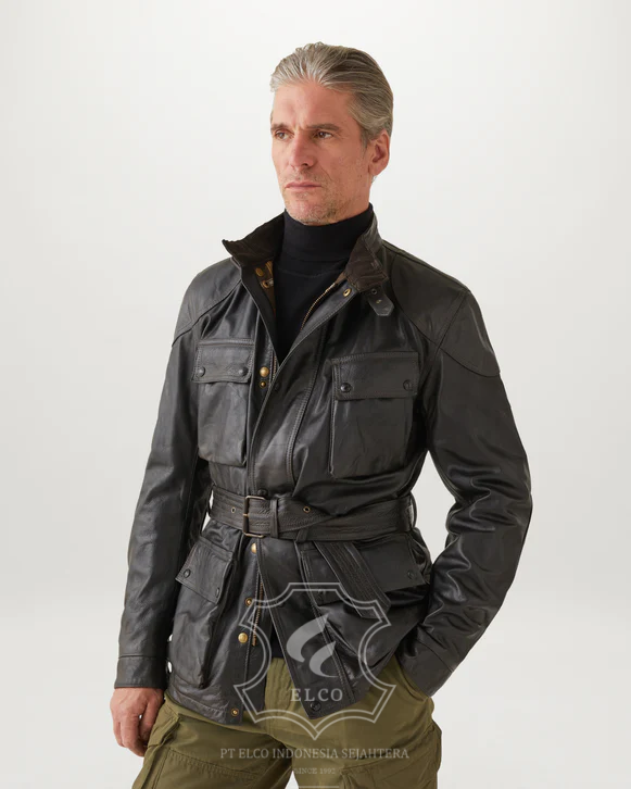 Jaket Kulit Pria Desain Safari - PJS 413 - Gambar 4