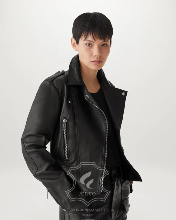 Jaket Kulit Wanita Desain Serong - WS 449 - Gambar 4