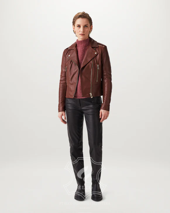 Jaket Kulit Wanita Desain Serong - WS 450 - Gambar 2