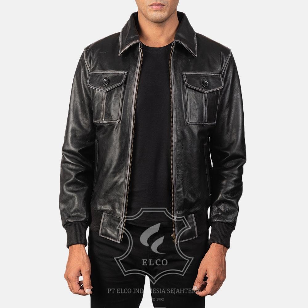 Jaket Kulit Pria Desain Bomber - PCB 408 - Gambar 2