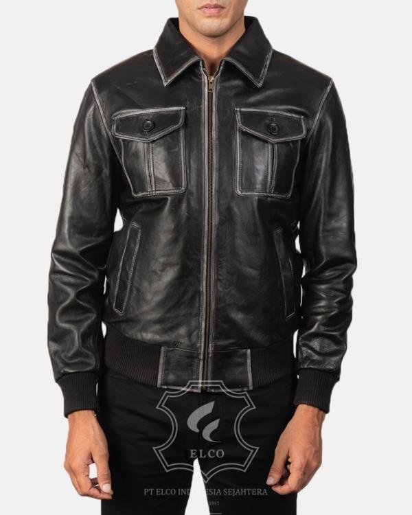 Jaket Kulit Pria Desain Bomber - PCB 408