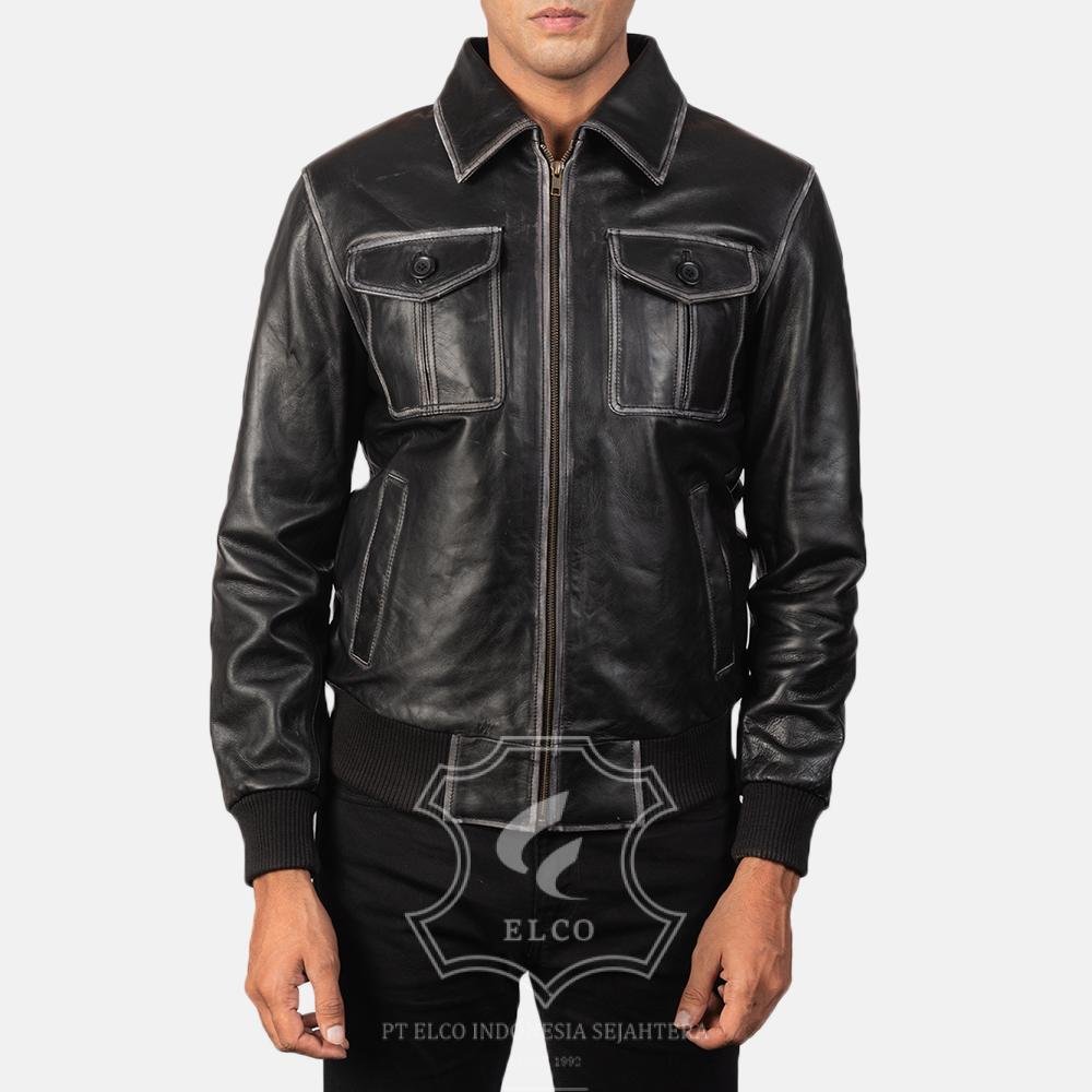 Jaket Kulit Pria Desain Bomber - PCB 408