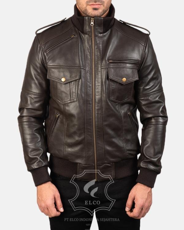 Jaket Kulit Pria Desain Bomber - PCB 108