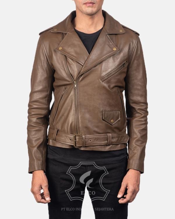 Jaket Kulit Pria Desain Serong - PS 403