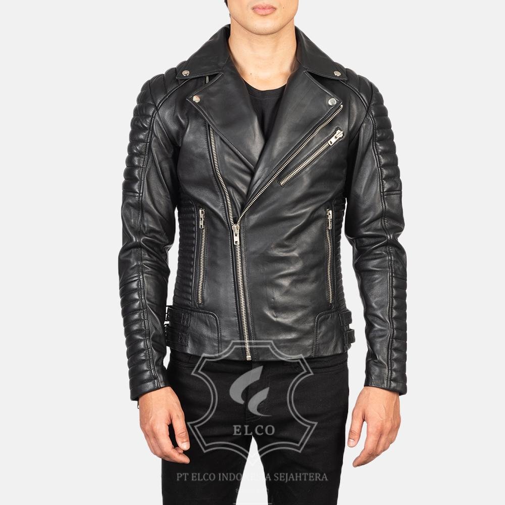Jaket Kulit Pria Desain Biker - PB 405 - Gambar 2