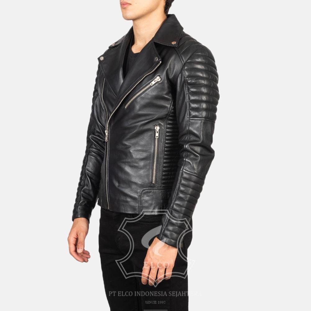 Jaket Kulit Pria Desain Biker - PB 405 - Gambar 3