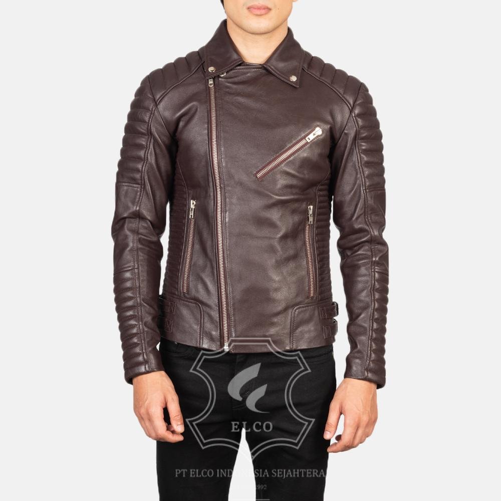 Jaket Kulit Pria Desain Biker - PB 406