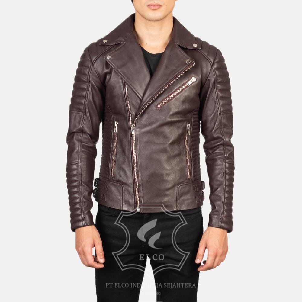 Jaket Kulit Pria Desain Biker - PB 406 - Gambar 2