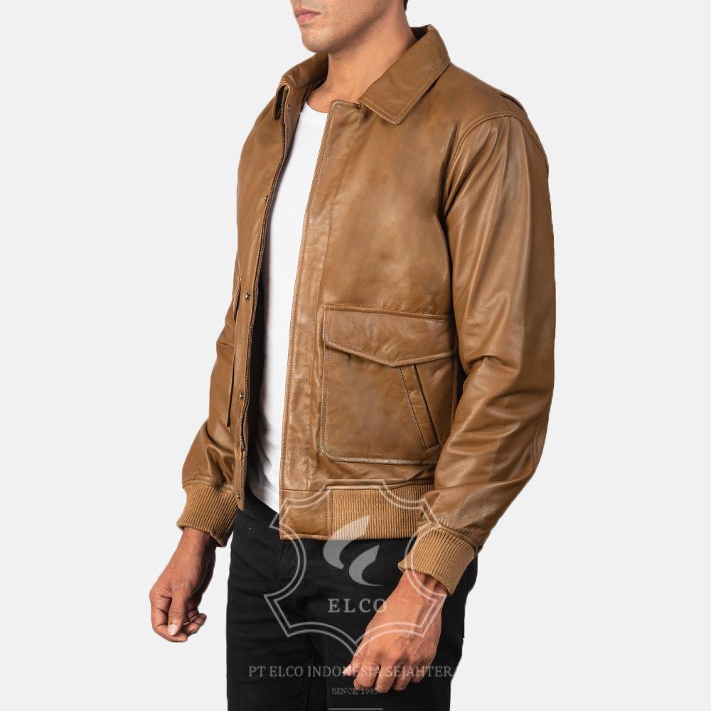 Jaket Kulit Pria Desain Pilot - PP 401 - Gambar 3