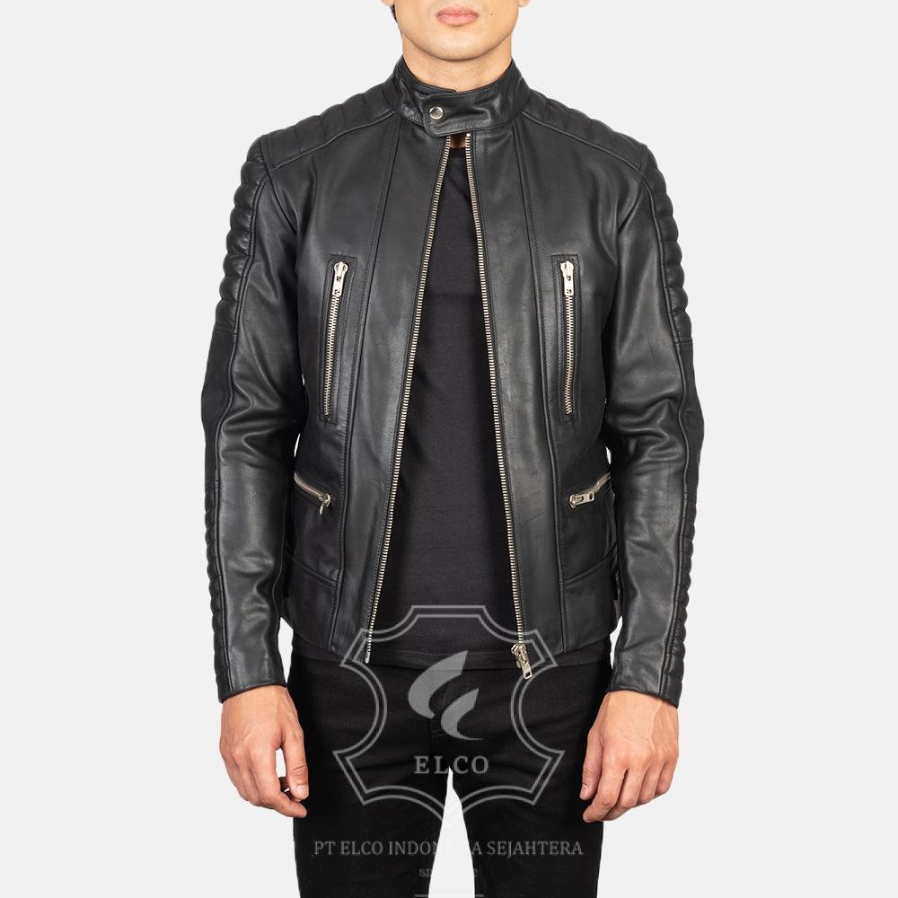Jaket Kulit Pria Desain Biker - PB 407 - Gambar 2