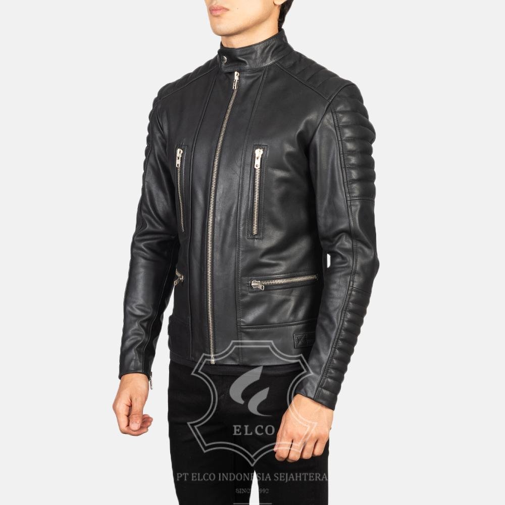 Jaket Kulit Pria Desain Biker - PB 407 - Gambar 3