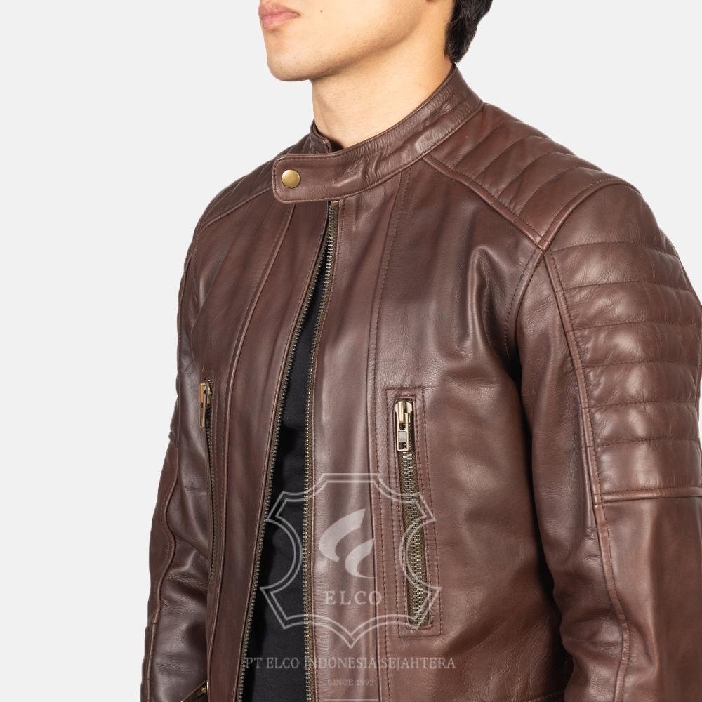 Jaket Kulit Pria Desain Biker - PB 408 - Gambar 5