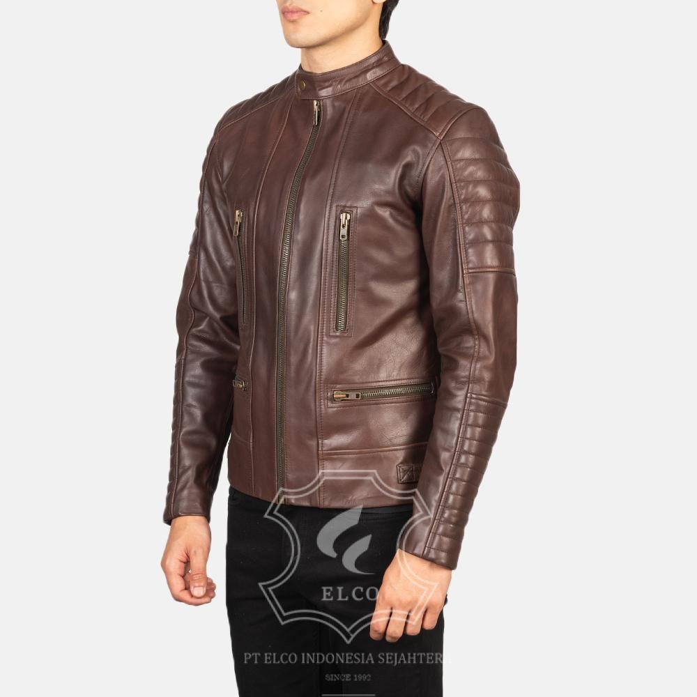 Jaket Kulit Pria Desain Biker - PB 408 - Gambar 3