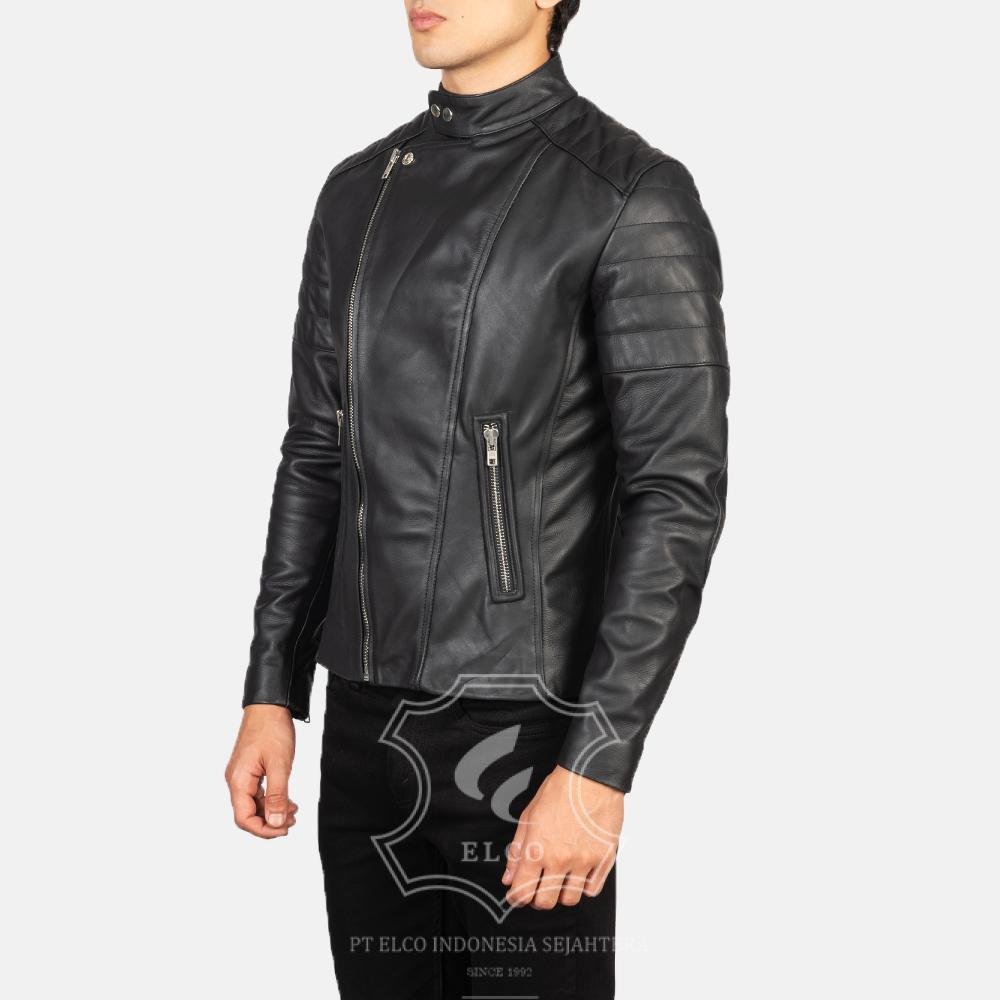 Jaket Kulit Pria Desain Biker - PB 409 - Gambar 3