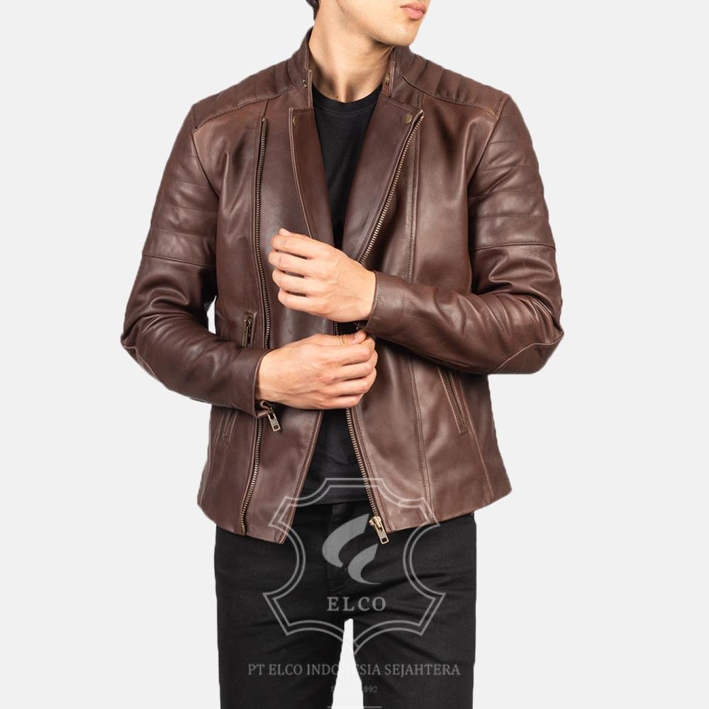 Jaket Kulit Pria Desain Biker - PB 410 - Gambar 3
