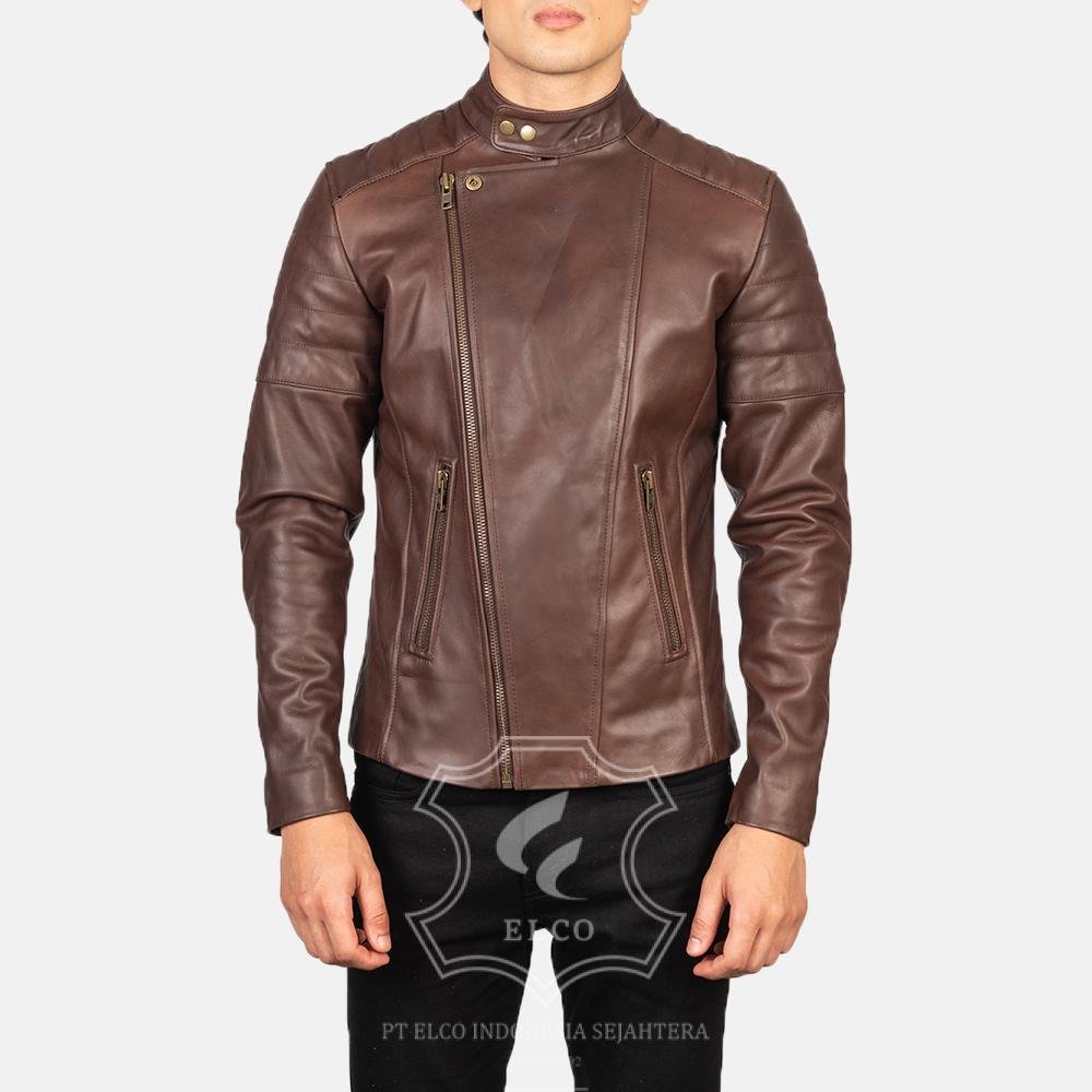Jaket Kulit Pria Desain Biker - PB 410