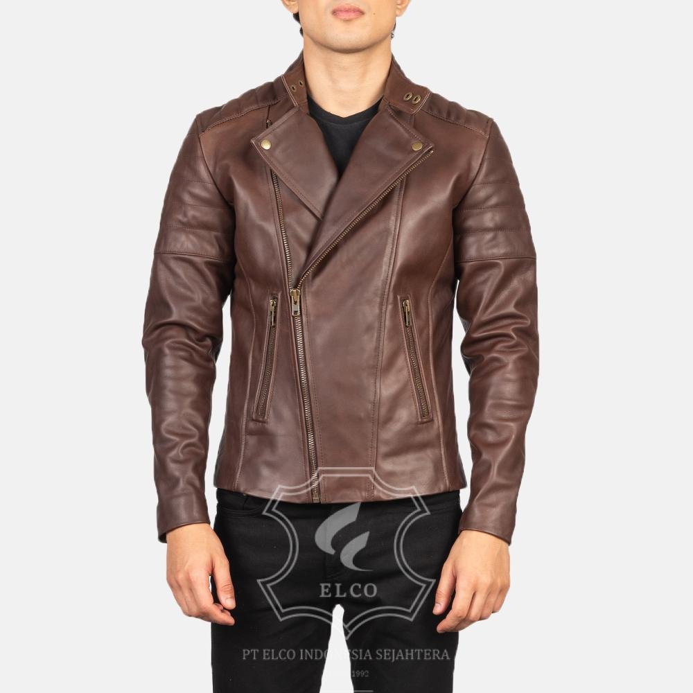 Jaket Kulit Pria Desain Biker - PB 410 - Gambar 2