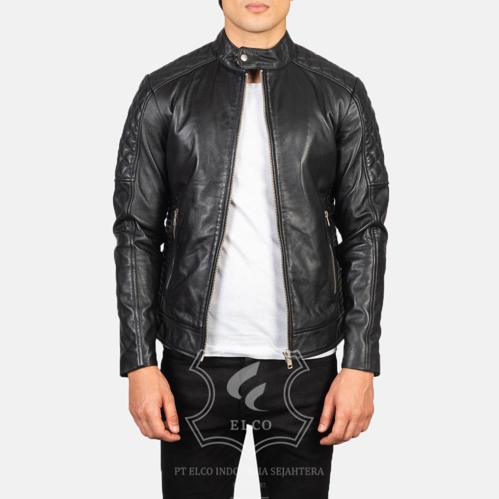 Jaket Kulit Pria Desain Biker - PB 411 - Gambar 2
