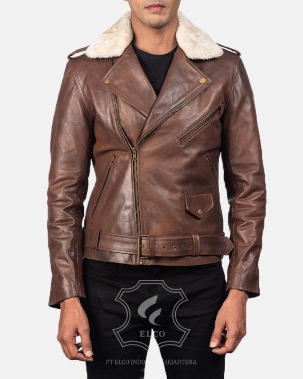Jaket Kulit Pria Desain Serong - PS 407