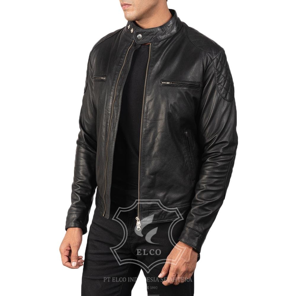 Jaket Kulit Pria Desain Biker - PB 404 - Gambar 3