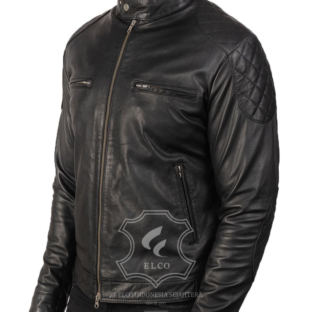Jaket Kulit Pria Desain Biker - PB 404 - Gambar 5