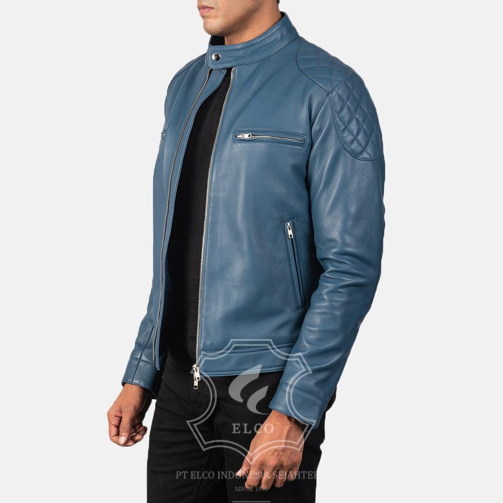 Jaket Kulit Pria Desain Biker - PB 401 - Gambar 4