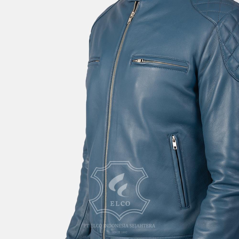 Jaket Kulit Pria Desain Biker - PB 401 - Gambar 2