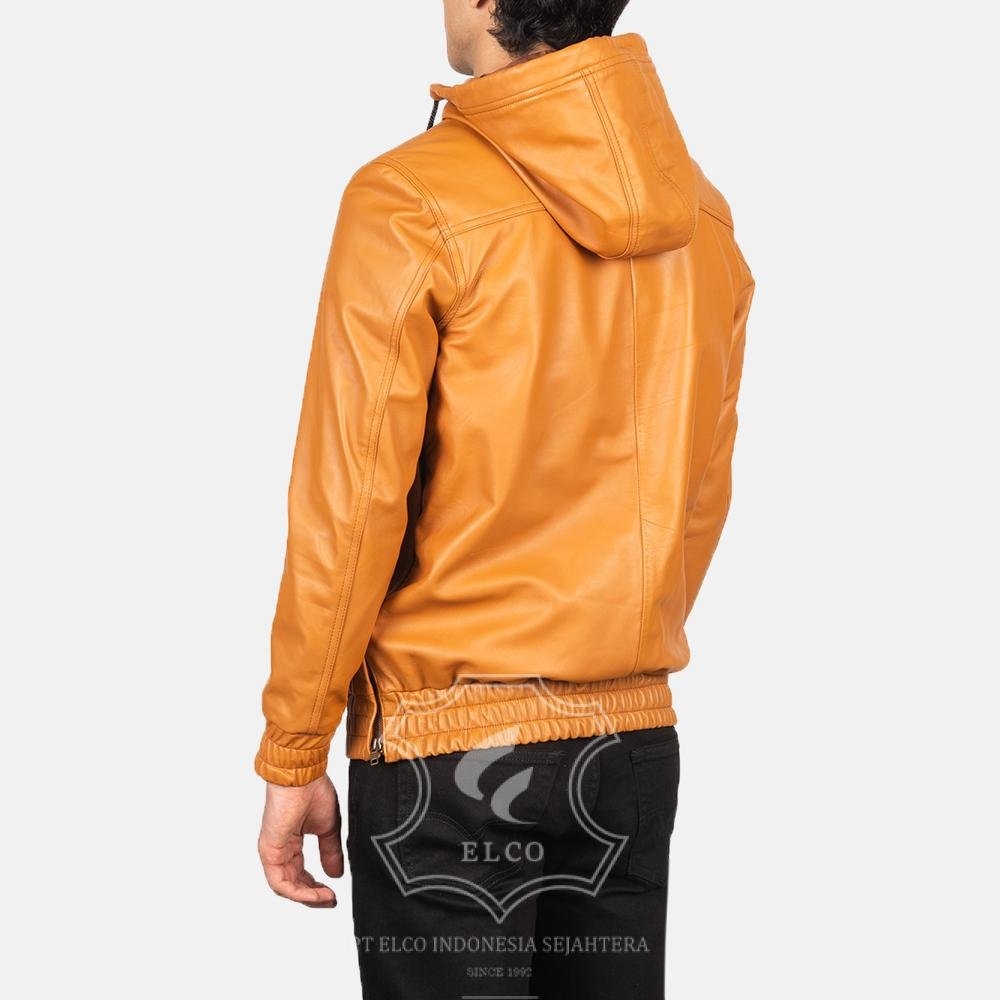 Jaket Kulit Pria Desain Hoodie Kupluk - PCH 407 - Gambar 3