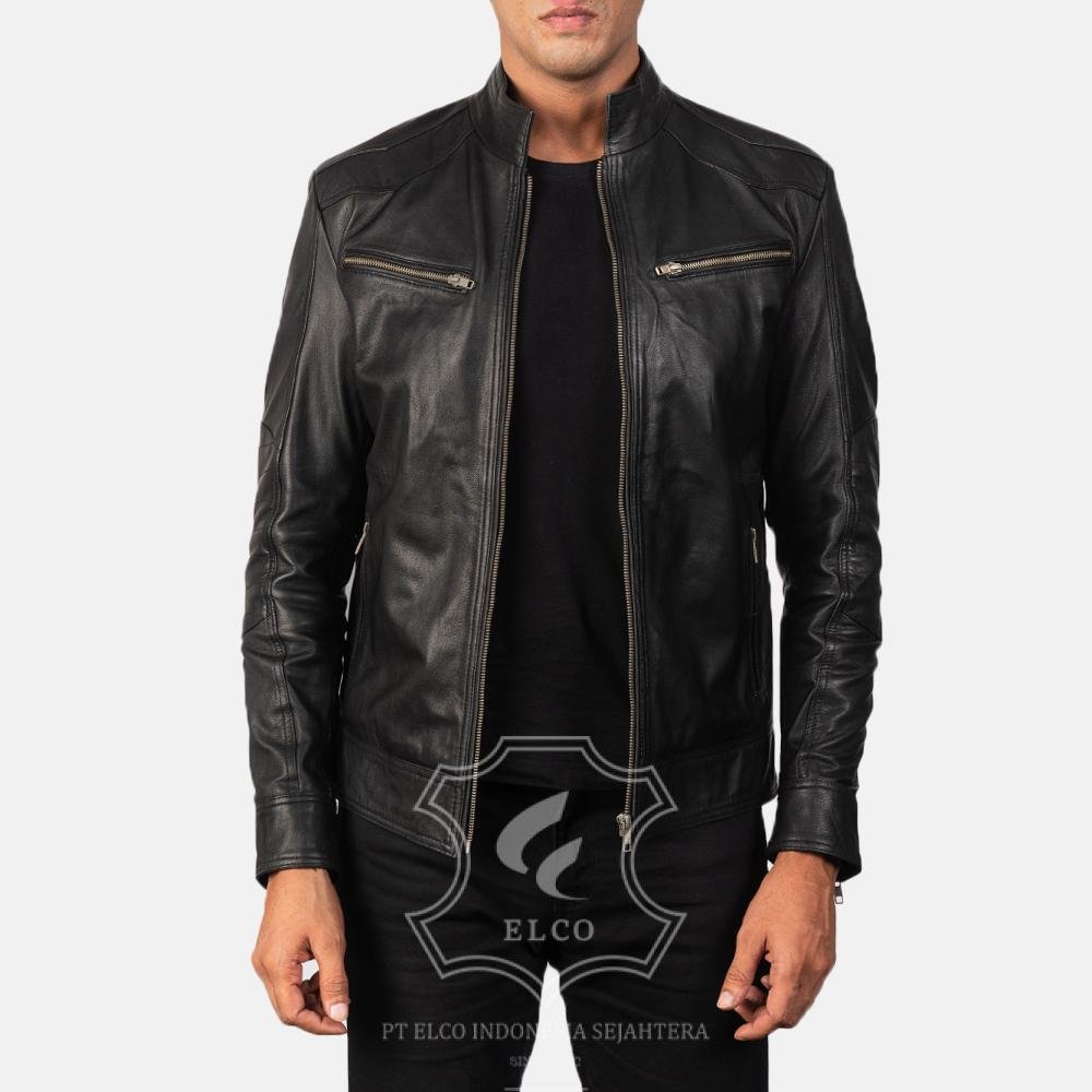 Jaket Kulit Pria Desain Biker - PB 414 - Gambar 2