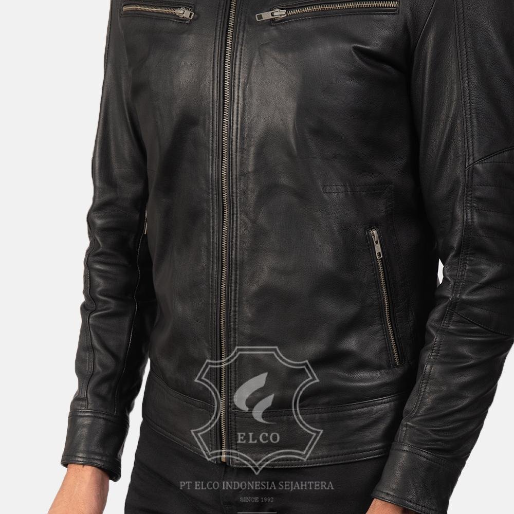 Jaket Kulit Pria Desain Biker - PB 414 - Gambar 5