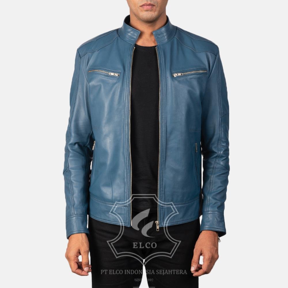 Jaket Kulit Pria Desain Biker - PB 415 - Gambar 2