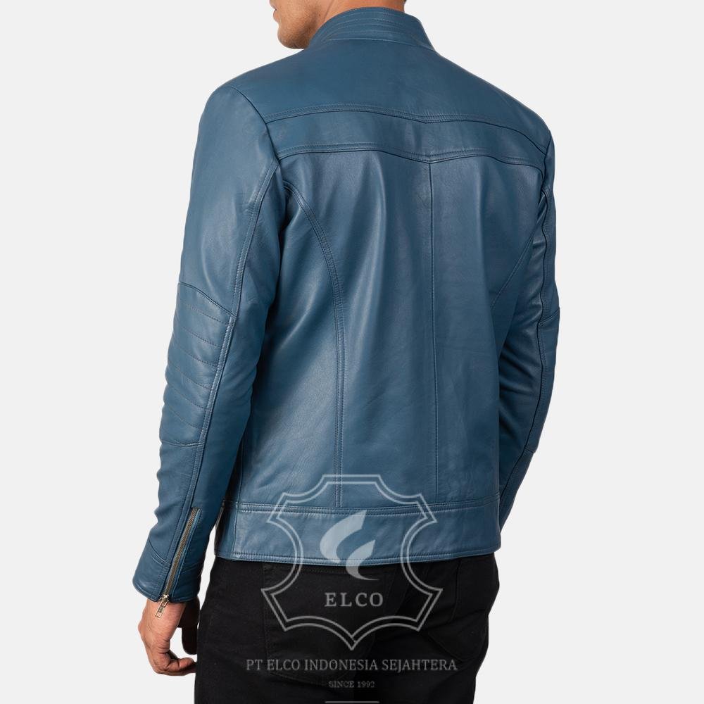 Jaket Kulit Pria Desain Biker - PB 415 - Gambar 4