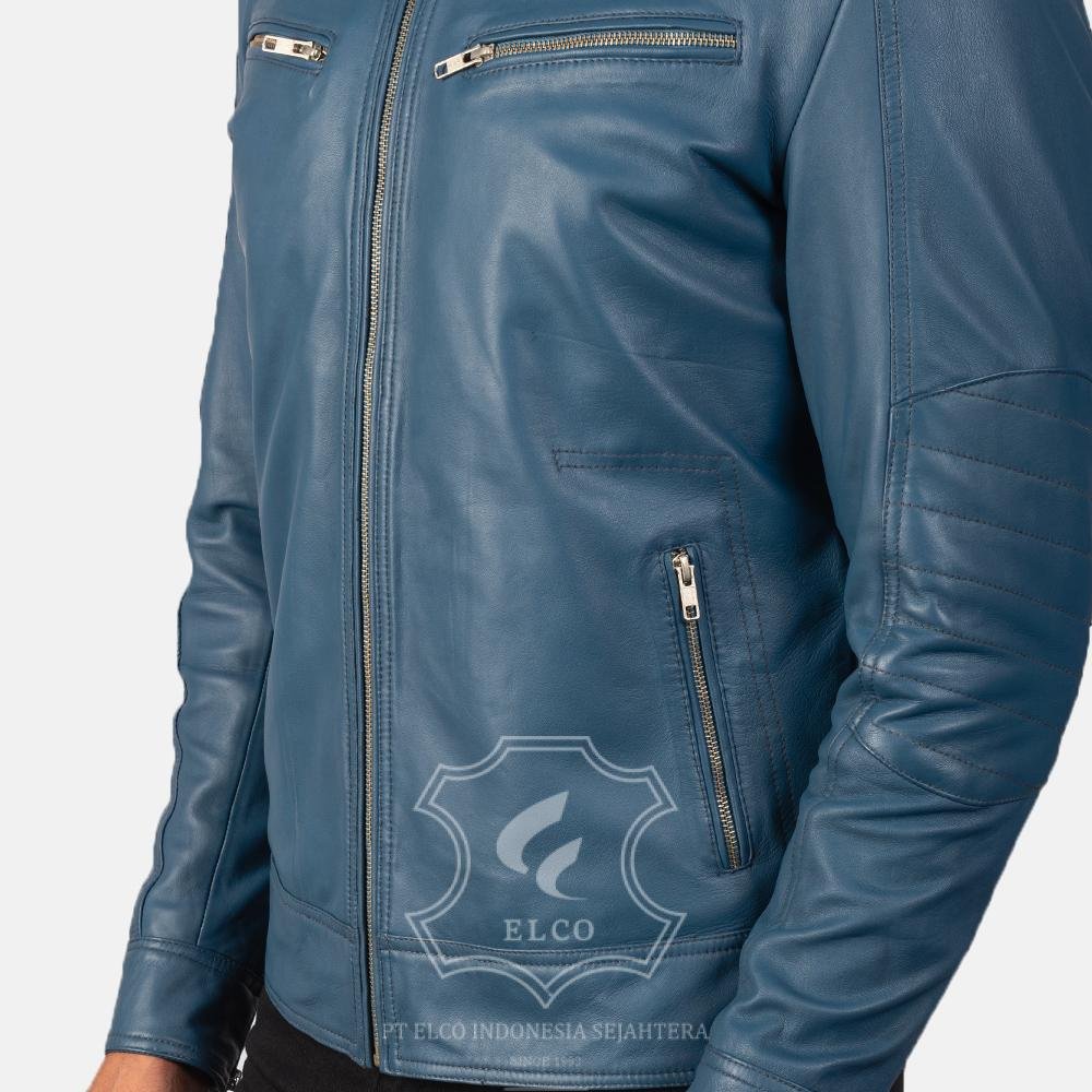 Jaket Kulit Pria Desain Biker - PB 415 - Gambar 5