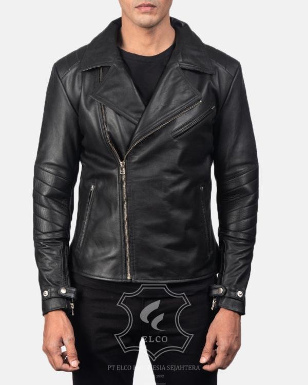 Jaket Kulit Pria Desain Serong - PS 107