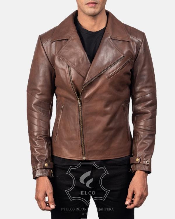 Jaket Kulit Pria Desain Serong - PS 404