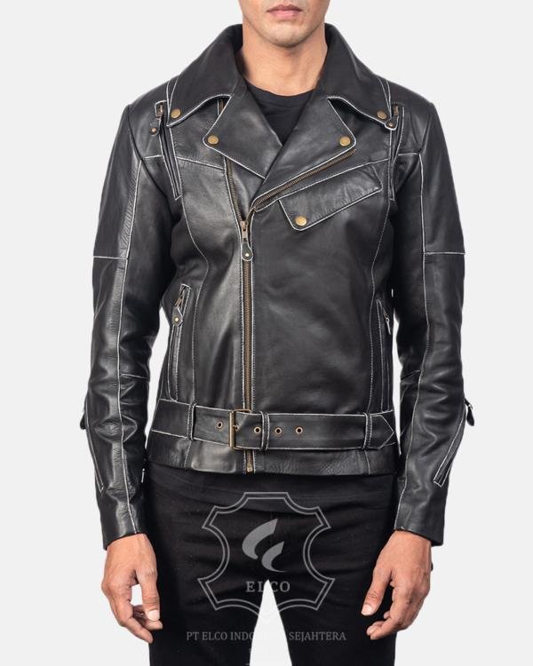 Jaket Kulit Pria Desain Serong - PS 405