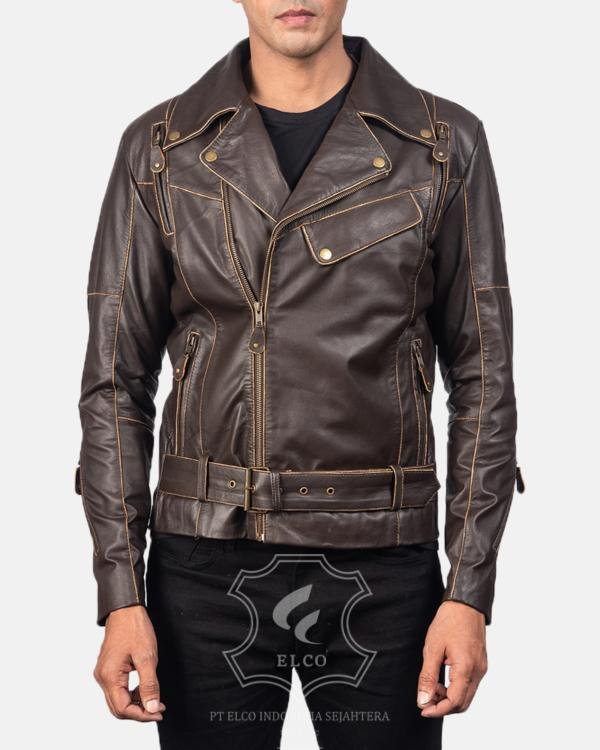 Jaket Kulit Pria Desain Serong - PS 406