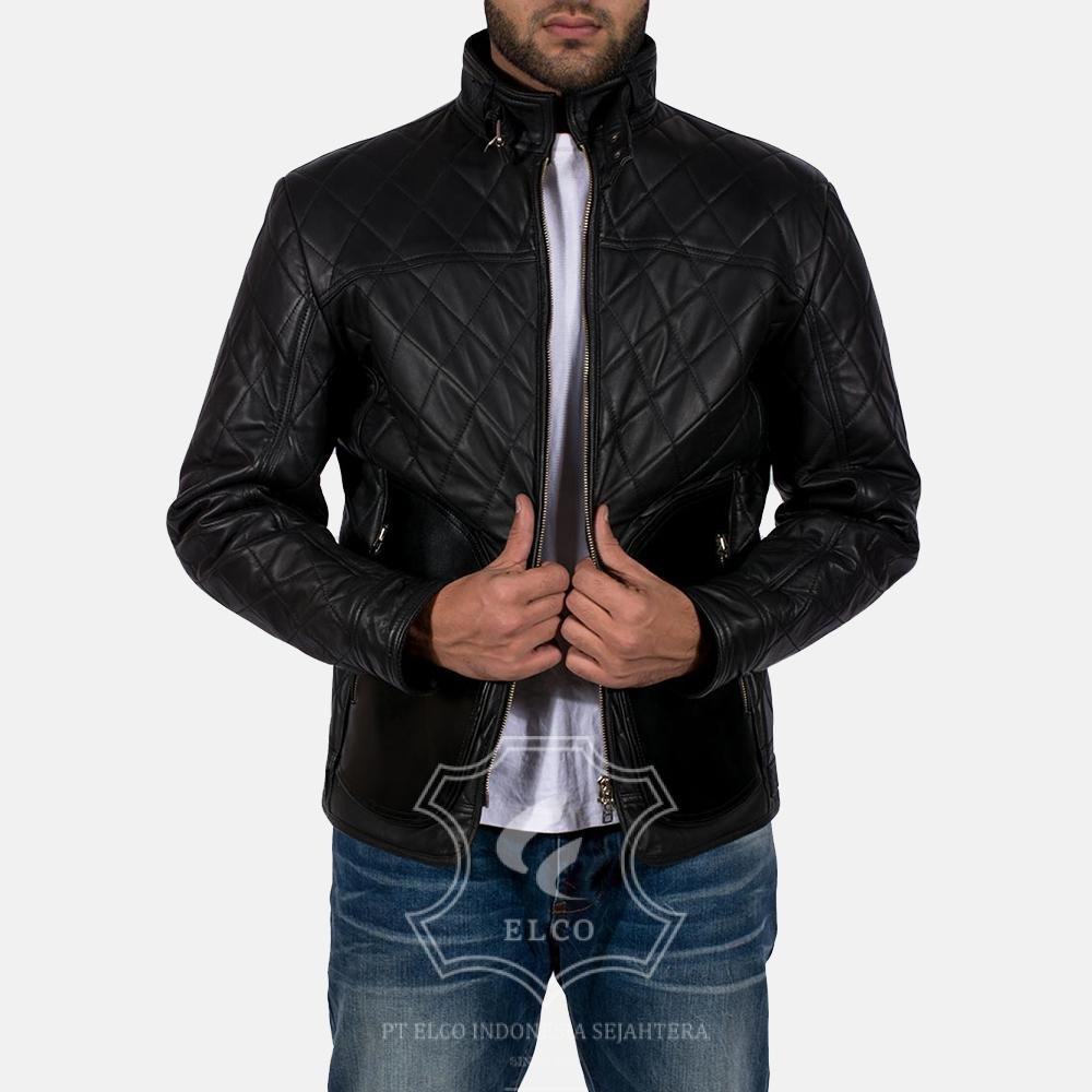 Jaket Kulit Pria Desain Biker - PB 413 - Gambar 3