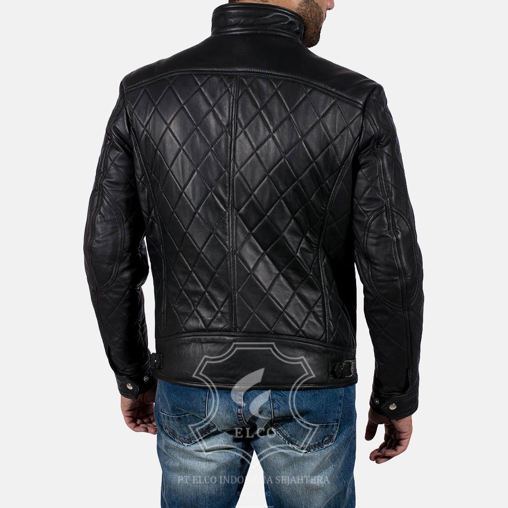Jaket Kulit Pria Desain Biker - PB 413 - Gambar 5